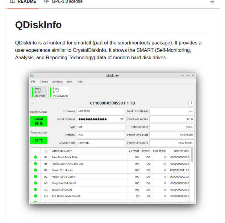 Edisionnano Qdiskinfo screenshot