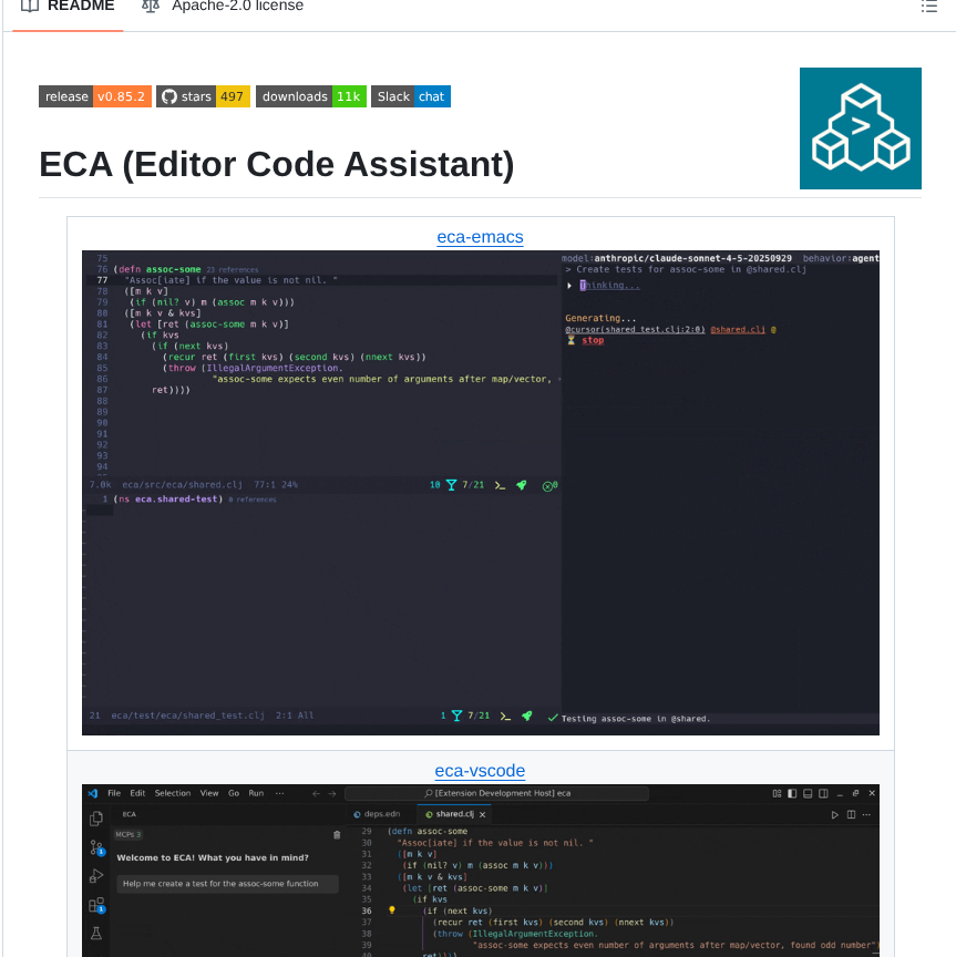 Editor Code Assistant Eca screenshot