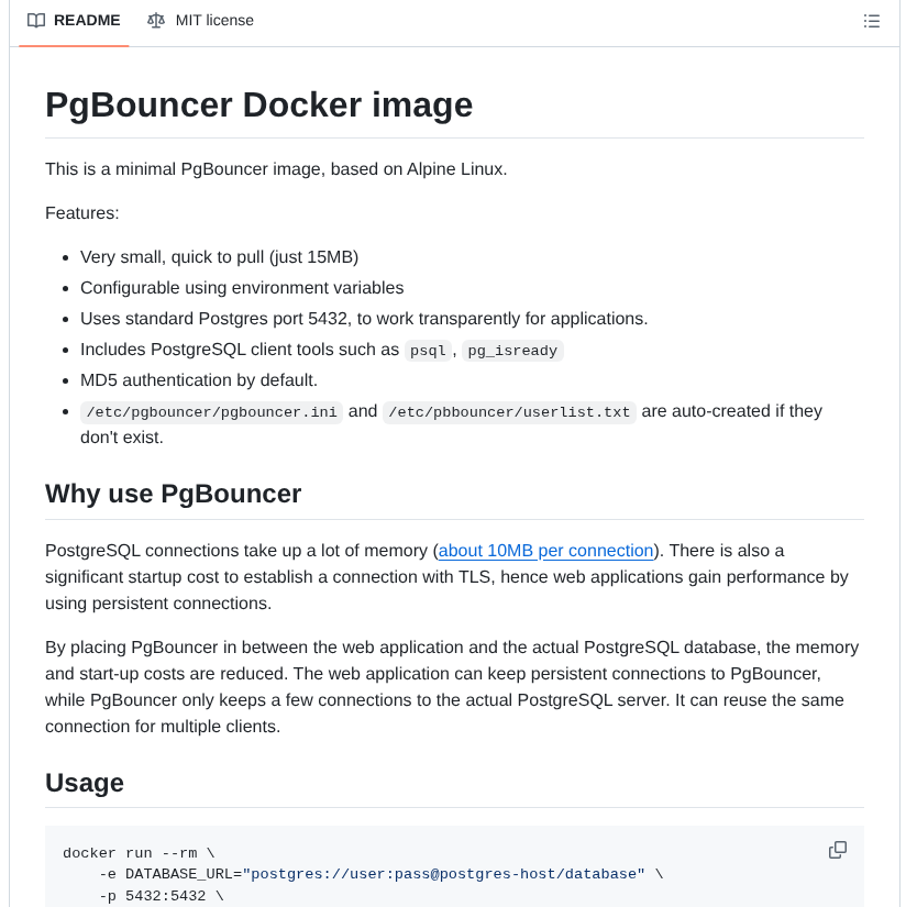 Edoburu Docker Pgbouncer screenshot