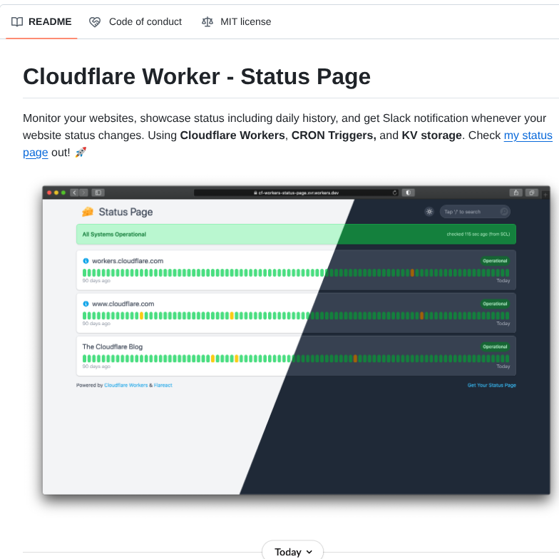 Eidam Cf Workers Status Page screenshot