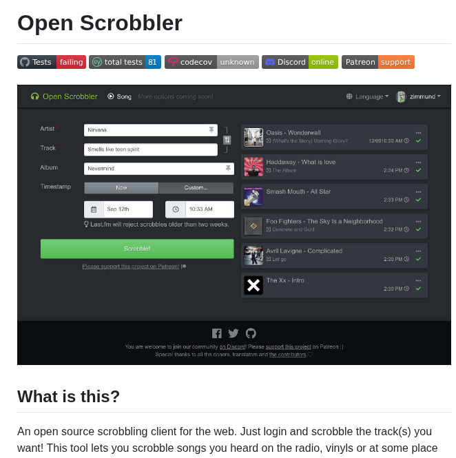 Elamperti Openwebscrobbler screenshot