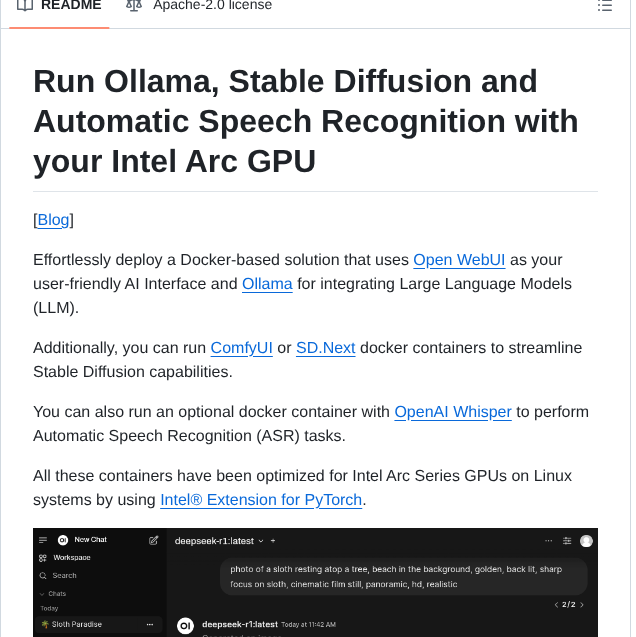 Eleiton Ollama Intel Arc screenshot