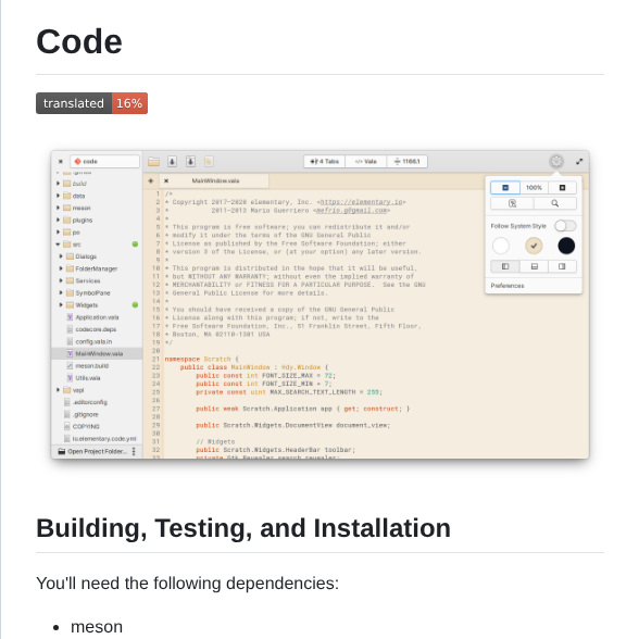 Elementary Code screenshot