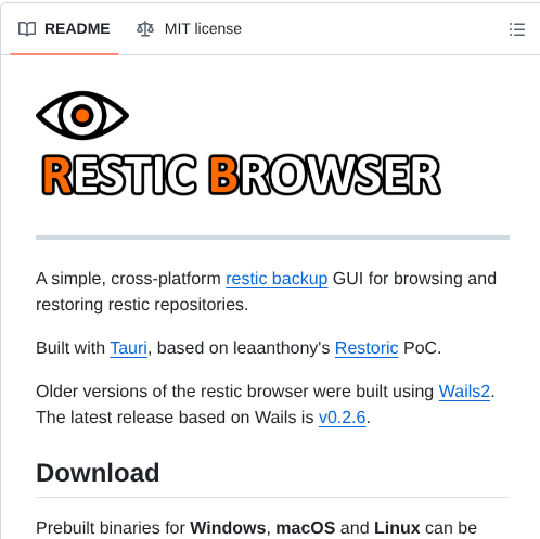 Emuell Restic Browser screenshot