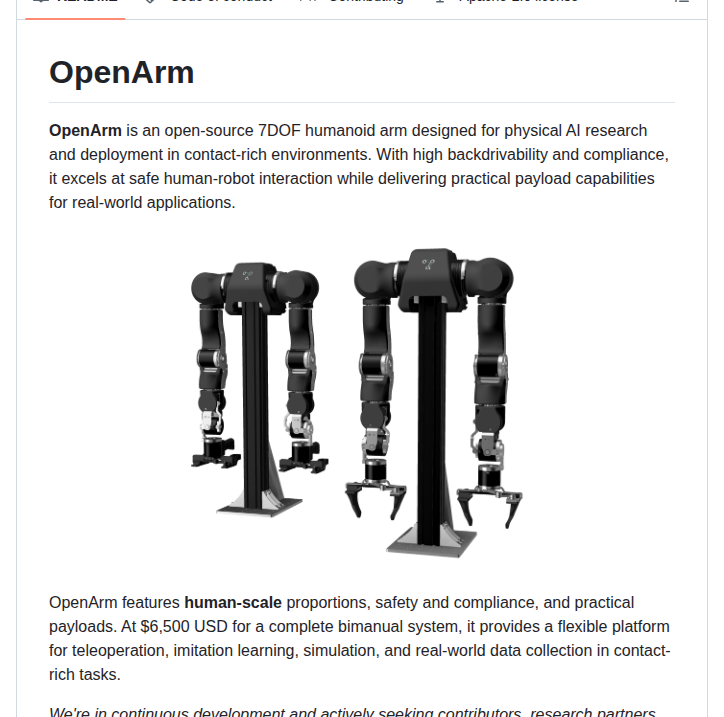 Enactic Openarm：ロボットアームを自由に制御するオープンソースフレームワーク - AIツール解説
