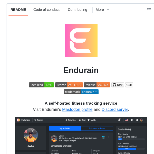 Endurain Project Endurain screenshot