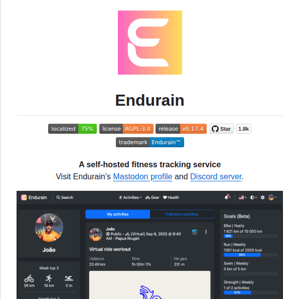 Endurain Project Endurain screenshot