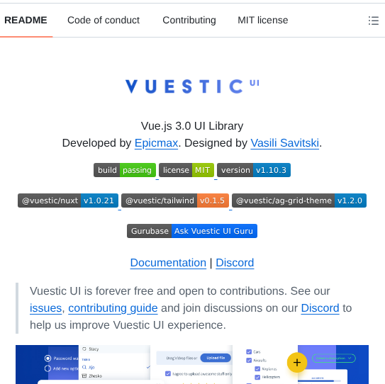 Epicmaxco Vuestic Ui screenshot
