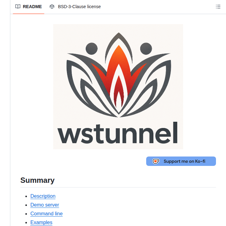 Erebe Wstunnel screenshot