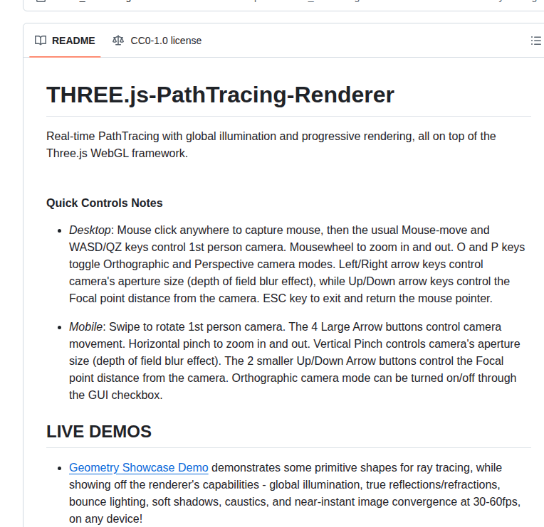 Erichlof Three.js Pathtracing Renderer screenshot