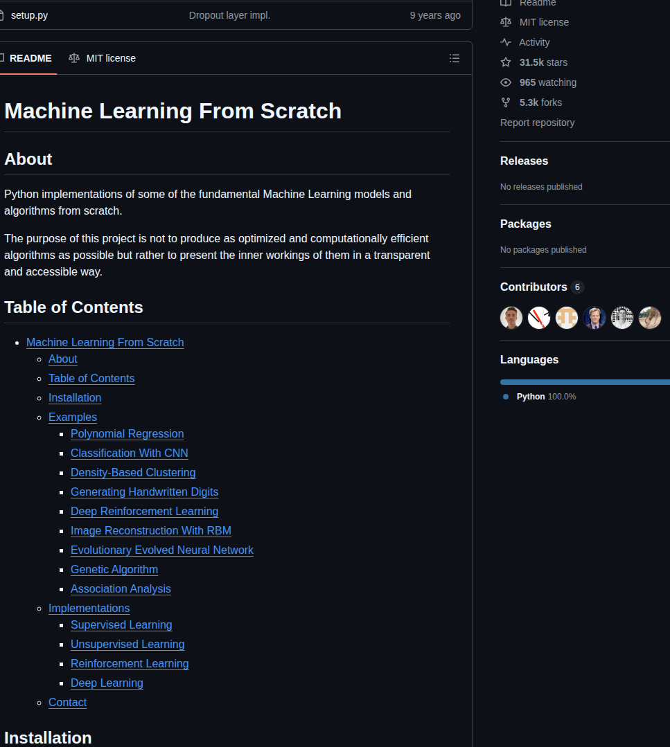 Eriklindernoren Ml From Scratch screenshot