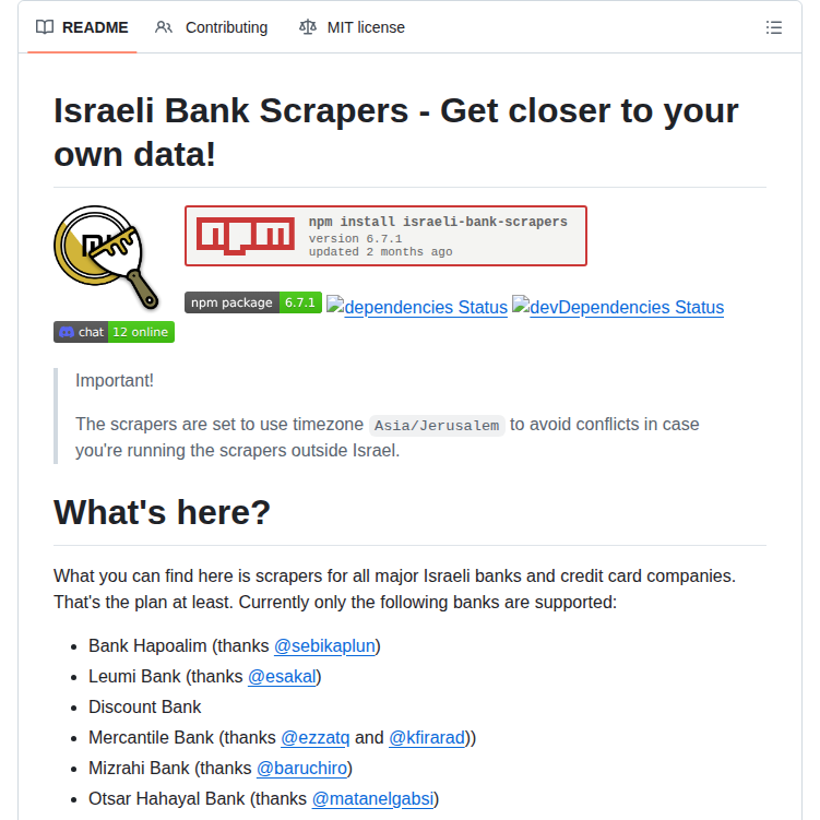 Eshaham Israeli Bank Scrapers screenshot