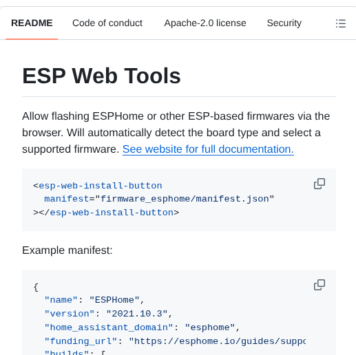 Esphome Esp Web Tools screenshot