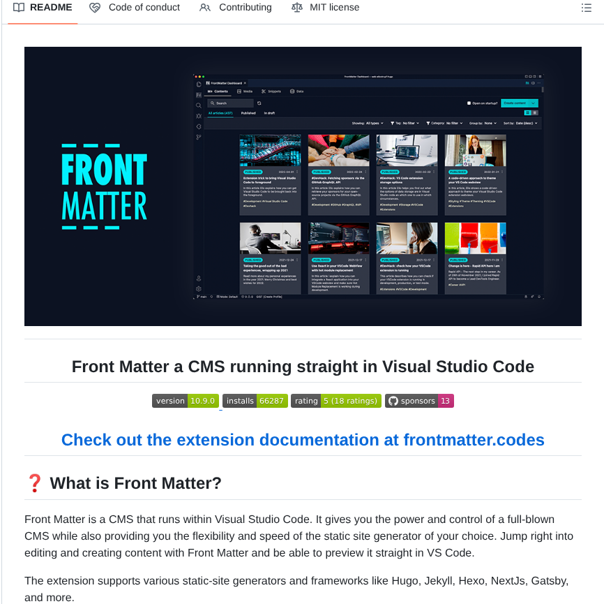 Estruyf Vscode Front Matter screenshot