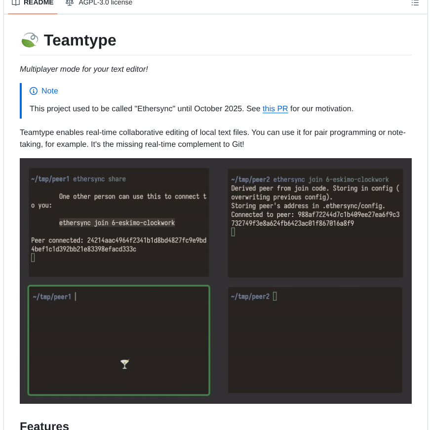 Ethersync Ethersync screenshot