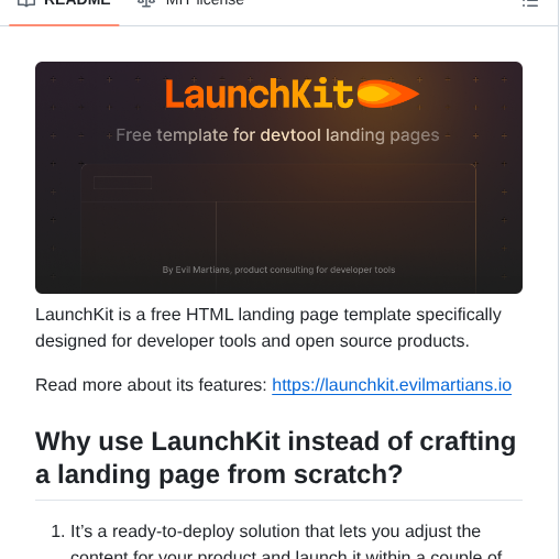 Evilmartians Devtool Template screenshot