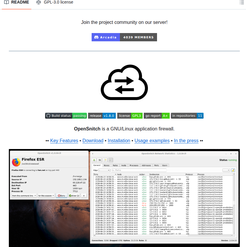 Evilsocket Opensnitch screenshot
