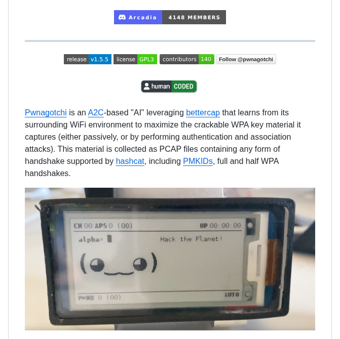 Evilsocket Pwnagotchi screenshot