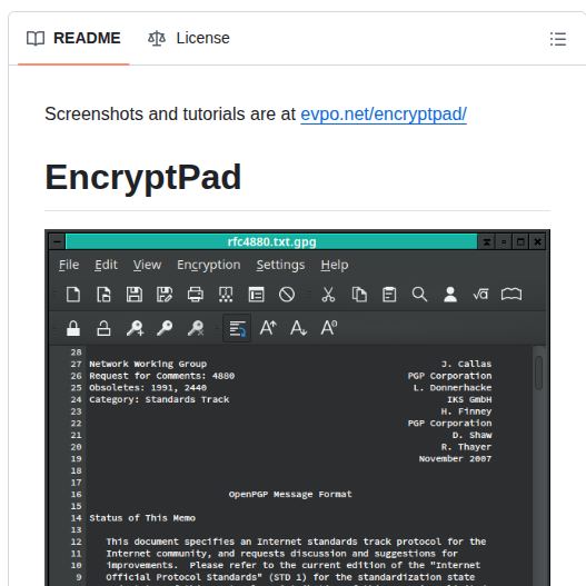 Evpo Encryptpad screenshot
