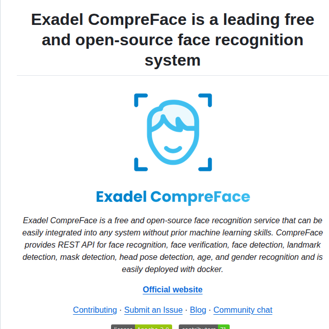 Exadel Inc Compreface screenshot