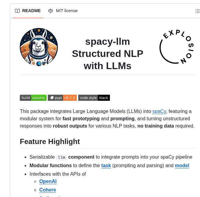Explosion Spacy Llm screenshot