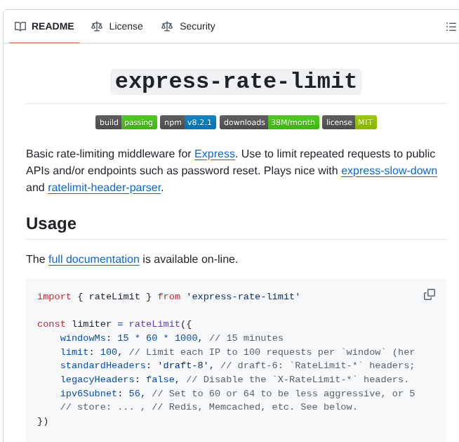 Express Rate Limit Express Rate Limit screenshot