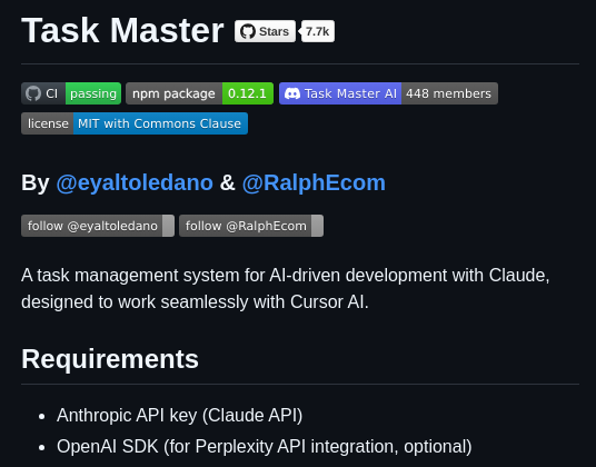 Eyaltoledano Claude Task Master screenshot