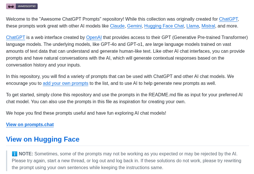 F Awesome Chatgpt Prompts screenshot