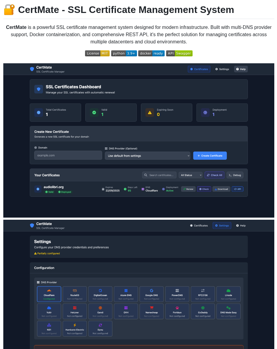 Fabriziosalmi Certmate screenshot