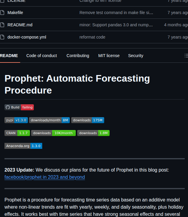Facebook Prophet screenshot