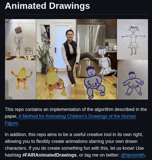 Facebookresearch Animateddrawings screenshot