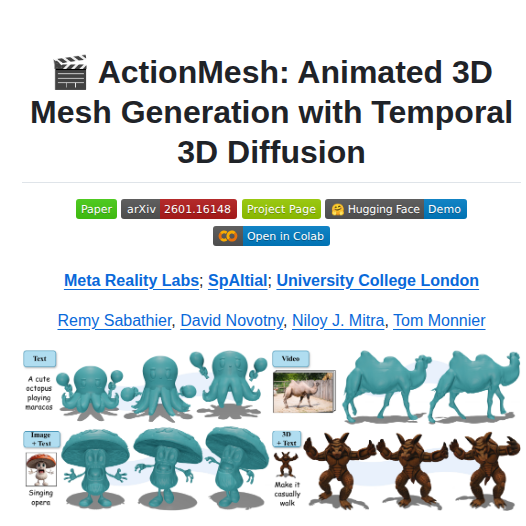 Facebookresearch Actionmesh screenshot