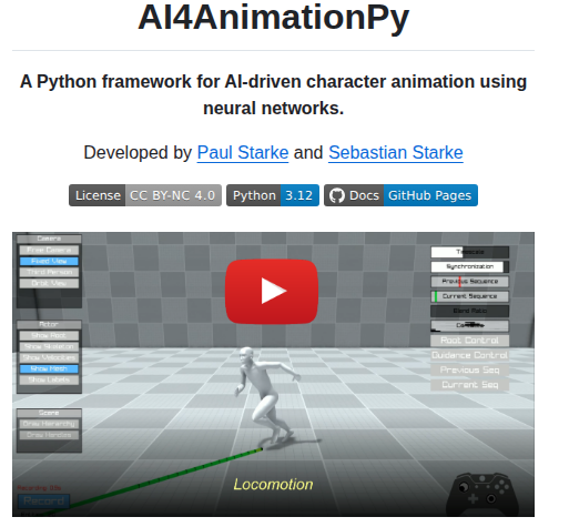 Facebookresearch Ai4animationpy screenshot