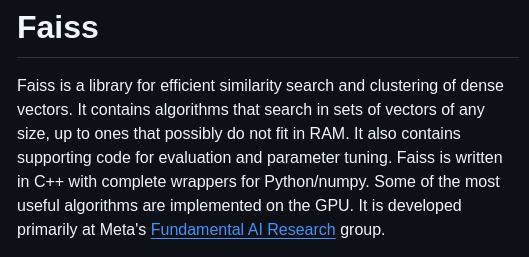 Facebookresearch Faiss screenshot