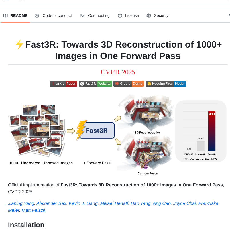 Facebookresearch Fast3r screenshot