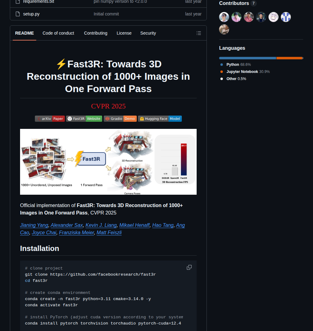 Facebookresearch Fast3r screenshot