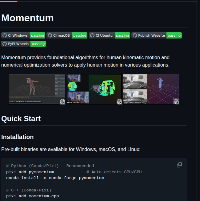 Facebookresearch Momentum screenshot