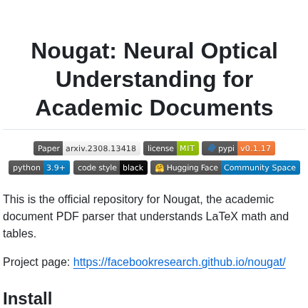 Facebookresearch Nougat screenshot