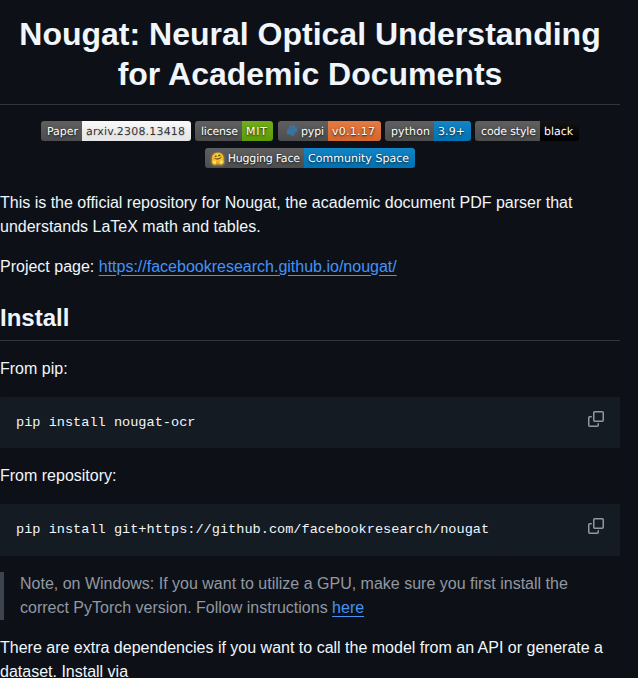 Facebookresearch Nougat screenshot