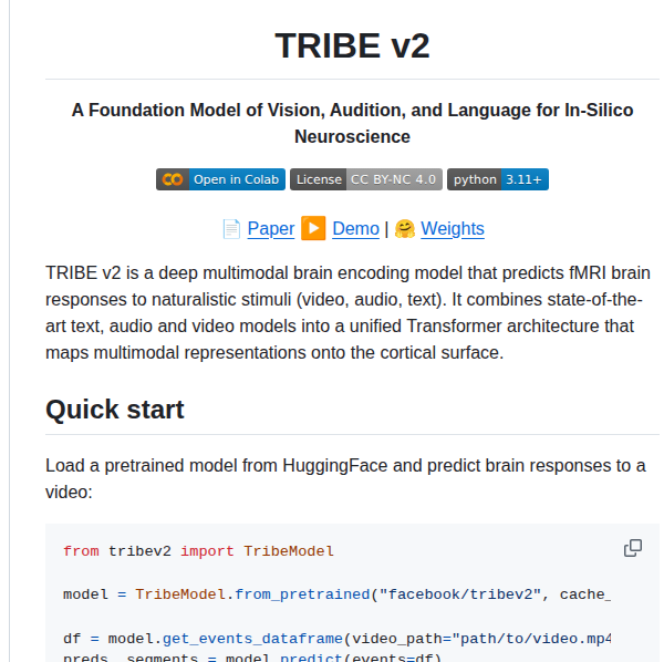 Facebookresearch Tribev2 screenshot