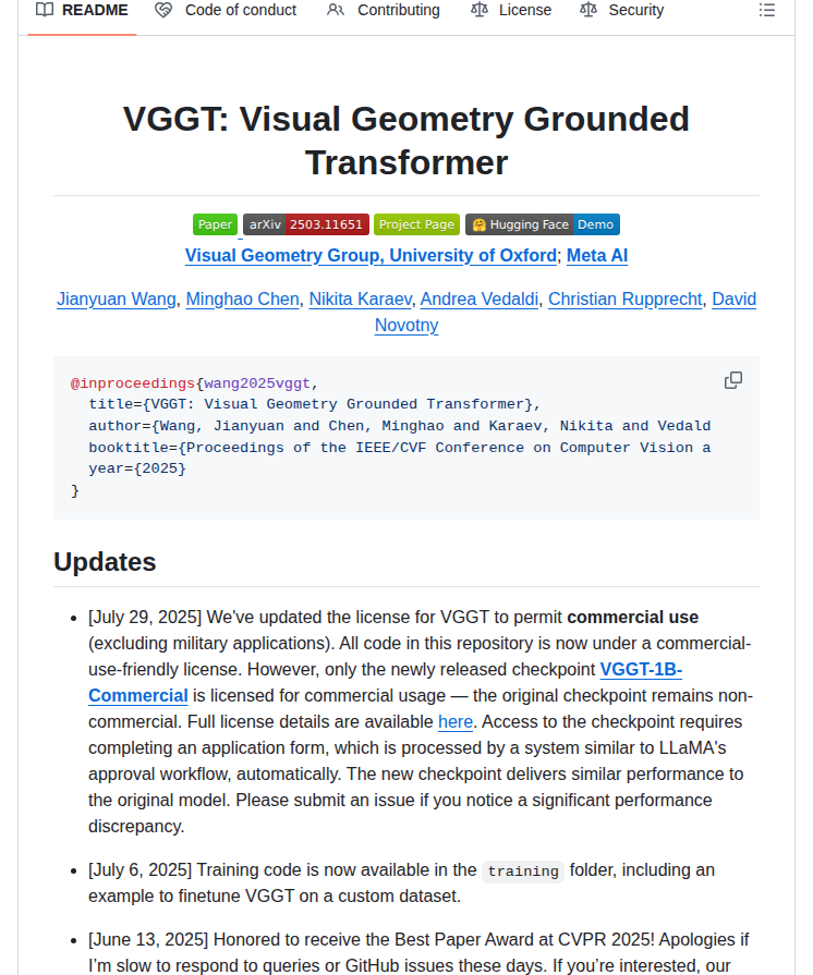 Facebookresearch Vggt screenshot