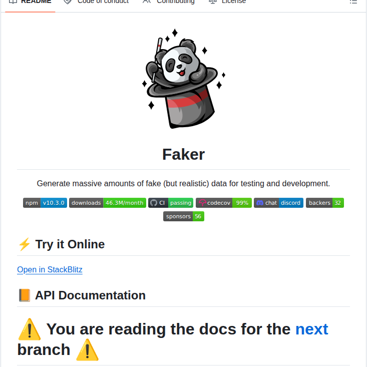 Faker Js Faker screenshot