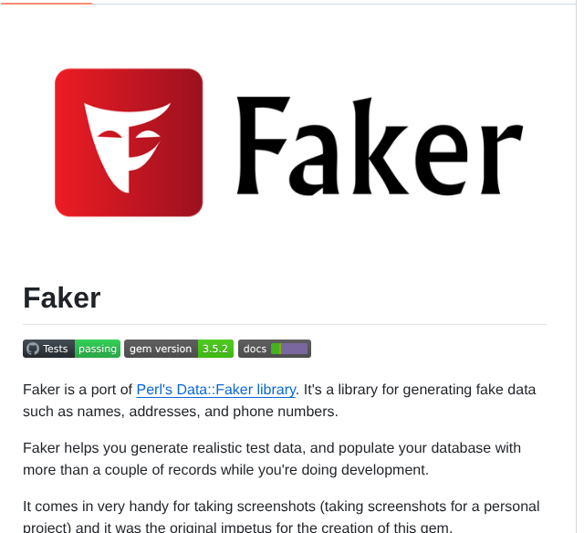 Faker Ruby Faker screenshot
