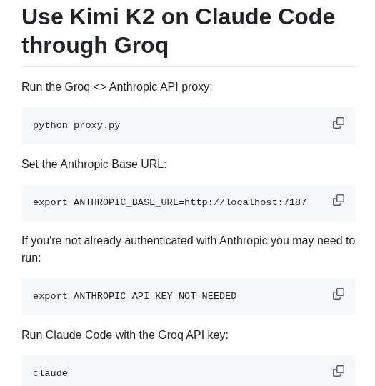 Fakerybakery Claude Code Kimi Groq screenshot