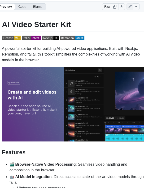 Fal Ai Community Video Starter Kit screenshot
