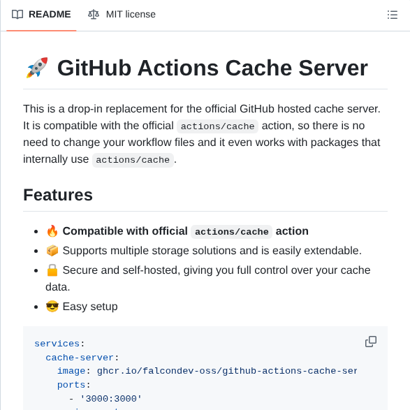 Falcondev Oss Github Actions Cache Server screenshot