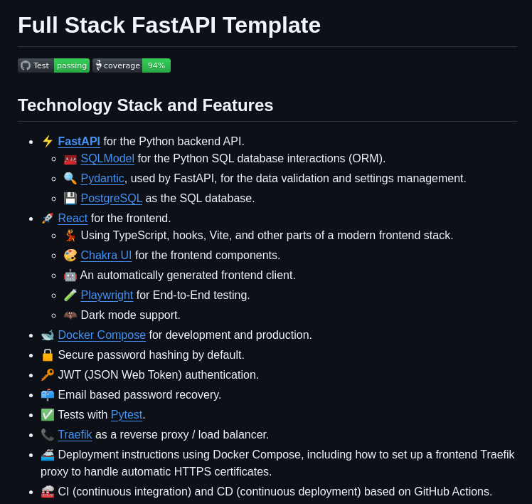 Fastapi Full Stack Fastapi Template screenshot