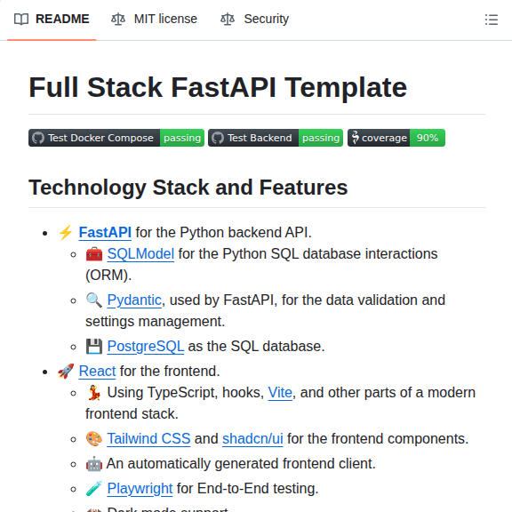 Fastapi Full Stack Fastapi Template screenshot