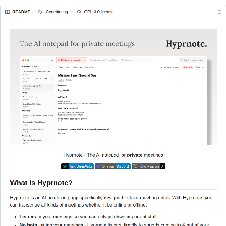 Fastrepl Hyprnote screenshot