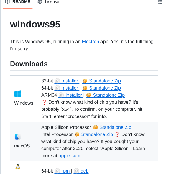 Felixrieseberg Windows95 screenshot